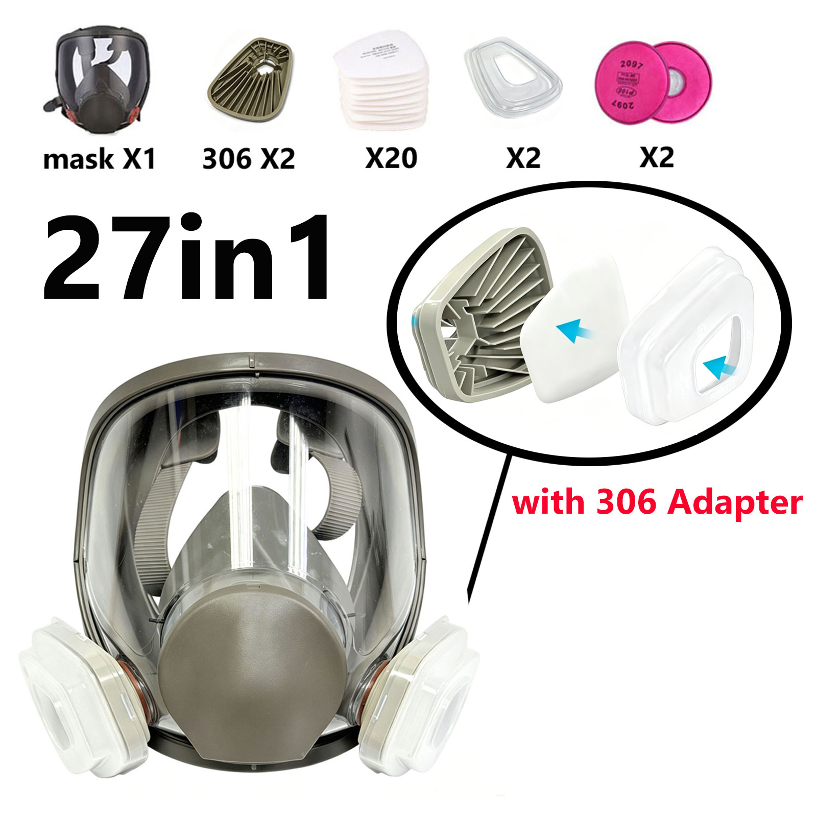 Dust Mask Construction - قناع تنفس كامل للوجه 6800 مع