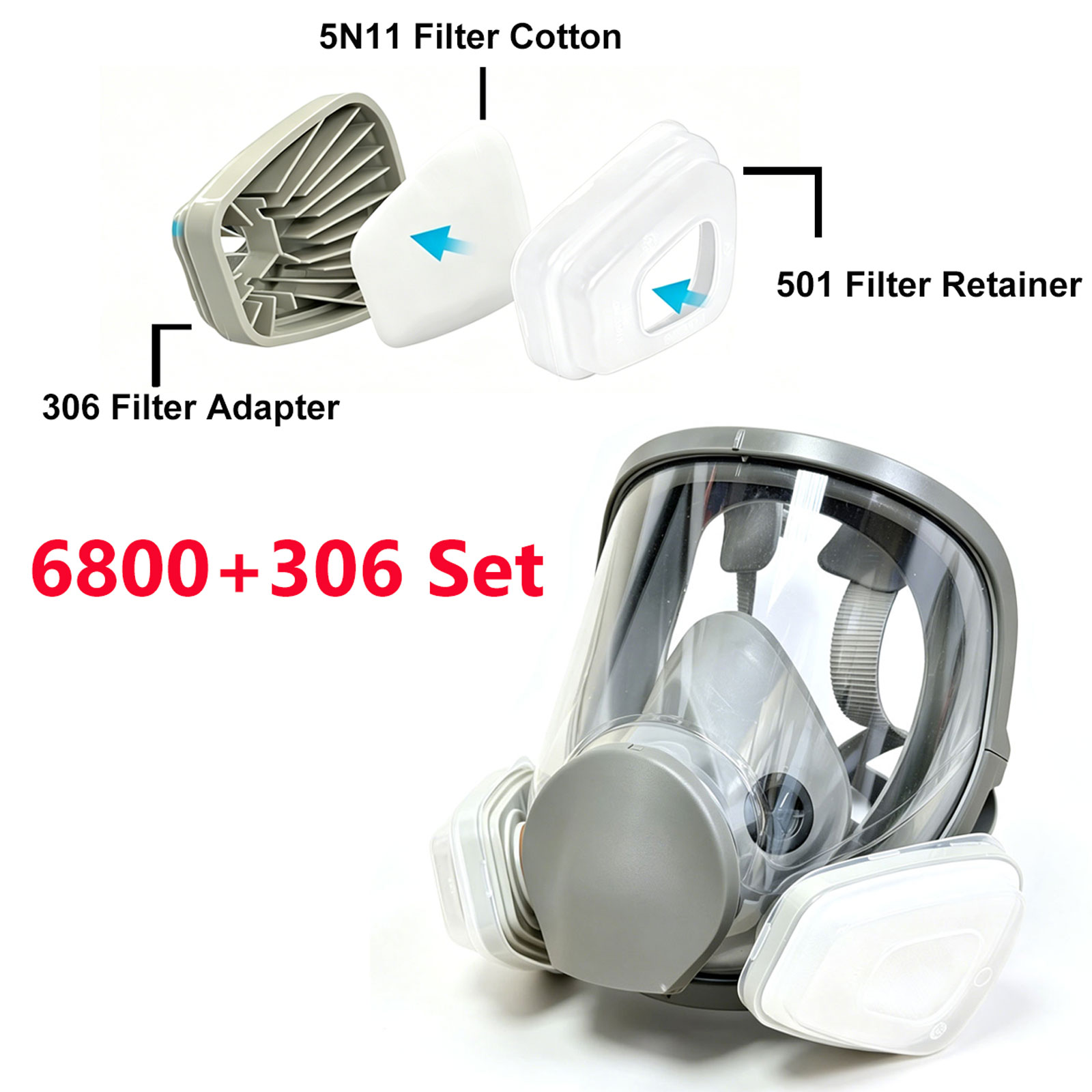 قناع تنفس كامل للوجه 6800 مع م - مراجعة Dust Mask Construction وسعره
